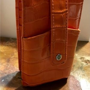 Small Orange Faux Croc Embossed Wallet